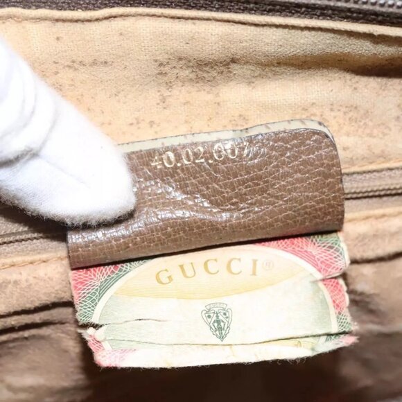 GUCCI GG Supreme Web Sherry Line Boston Bag PVC Beige Green Red Auth - Picture 8 of 16